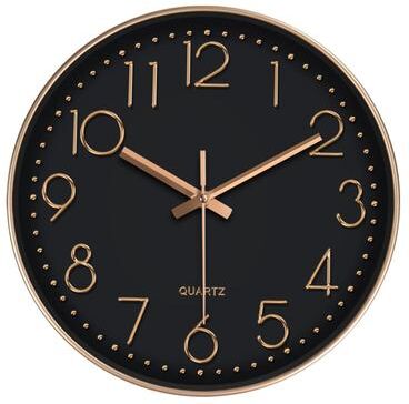 Inspire Essentials Minimalist 3D Digital Wall Clock Silent Modern Home Office Decor black Golden 10 Inch