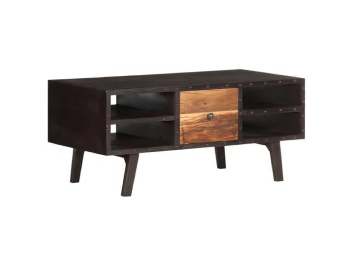 HEFZGDB Couchtisch 100x50x45 cm Altholz Massiv Vintage Wohnzimmertisch mit Aufbewahrung aus recyceltem Holz