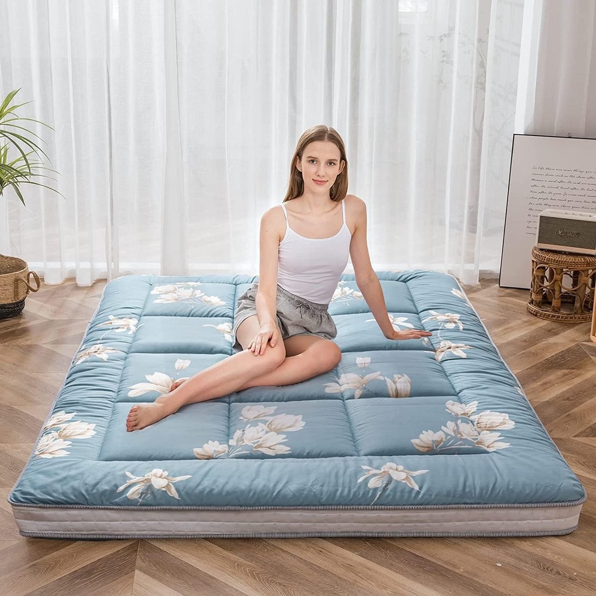 Japanse Futon Matras - Gewatteerd en Opvouwbaar Vloermatras voor Volwassenen