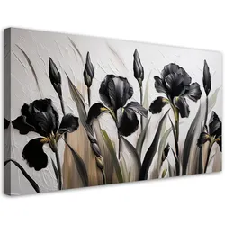 LEINWANDBILD Schwarze Iris-Blumen-Abstraktion 80x40cm