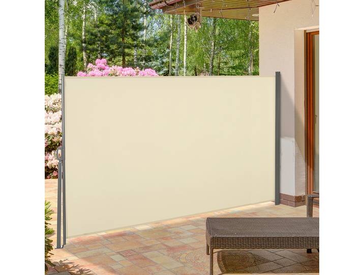 Outsunny Store Latéral Rétractable 300x160cm Crème Balcon Terrasse