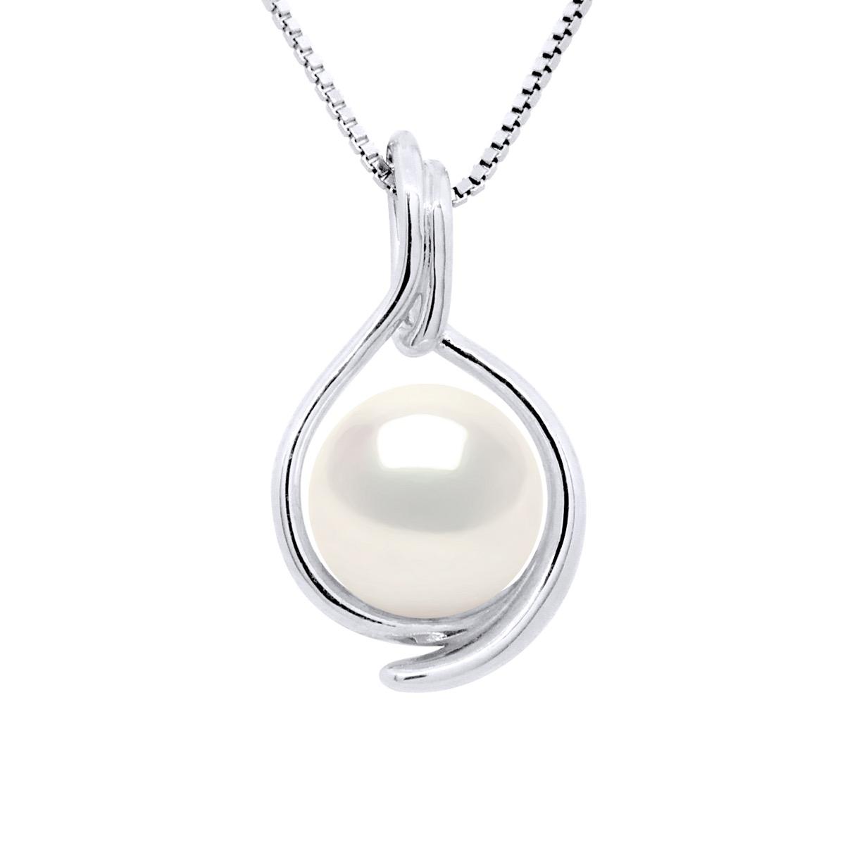 Hanger Beide Zijden Wit Goud - Echte Gecultiveerde Zoetwaterparel Rond 8-9 mm