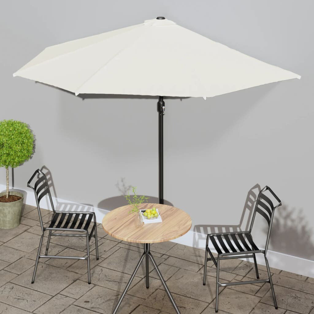 Freeport Park Hudson Oaks Half Balcony Parasol with Crank Lift Green 87.4" H x 106.3" W