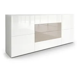 SIDEBOARD Rova Weiß Hochglanz / Sandgrau Hochglanz