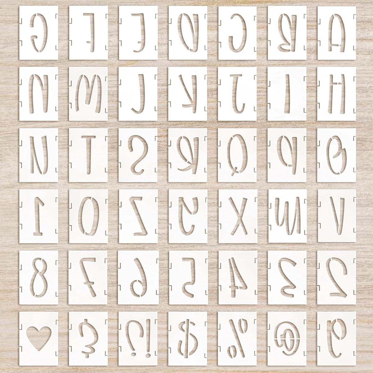 Herbruikbare 5 Inch Italic Letter Sjablonen - 42 Stuks voor Creatieve Klussen, Schilderen en Wanddecoratie