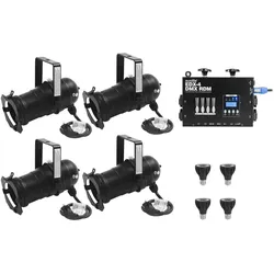 Eurolite Set 4x PAR-20 Spot sw dim2warm + EDX-4 DMX RDM LED-Dimmerpack (6 W, LED), Scheinwerfer, Schwarz