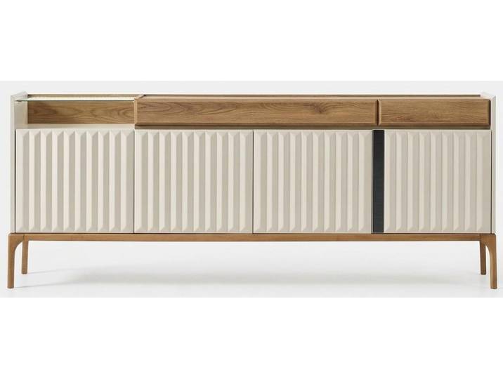 JVmoebel Sideboard Moderner Sideboard Weiß Holz Glas Großer Kommode Schrank (1-tlg)