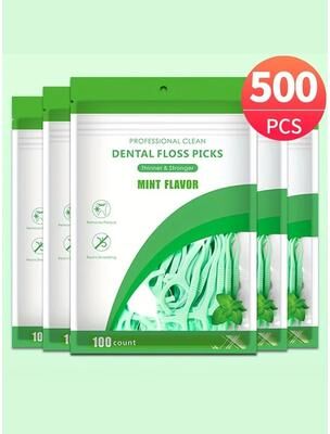Uplifted Finds 100 Count Ultra Fine Mint Flavored Dental Floss Picks Professional Clean & Safe Toothpick Sticks 500 Pcs