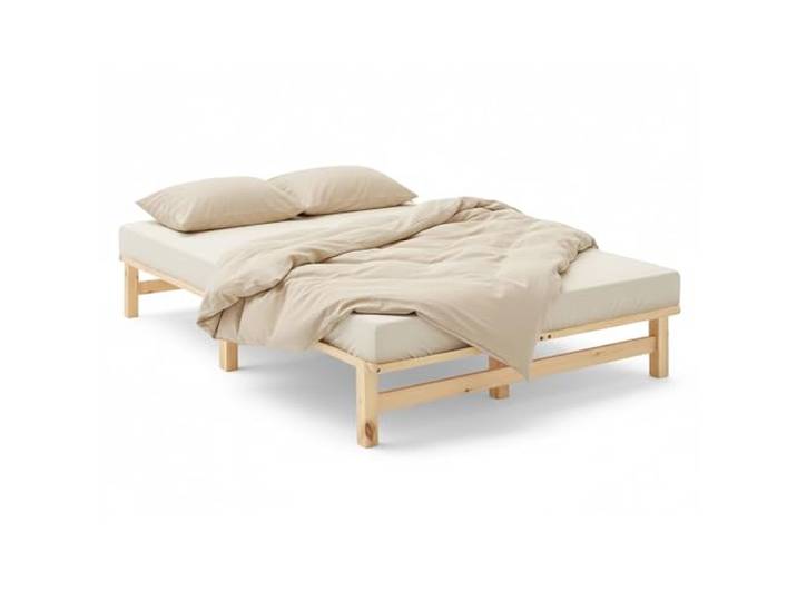 Homestyle4u Massivholzbett 120x200 Kiefer Palettenbett mit Lattenrost Bettgestell aus unbehandeltem Kiefernholz naturbelassen, montagefreundlich, ideal für Jugend- & Gästezimmer