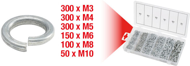 Assortiment de rondelles, M3-10, 1200 pcs. ; KS Tools (970.0220)