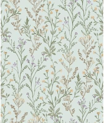 Chesapeake Laverne Aquamarine Wildflowers Wallpaper