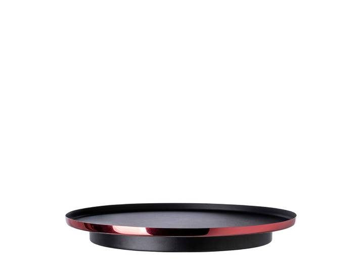 Tablett FINK STUDIO POP ART , schwarz (rot, schwarz), B:30cm H:6cm T:30cm Ø:30cm, Aluminium, Edelstahl, Tabletts, Tablett, in Geschenkverpackung
