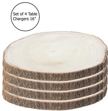 Vintiquewise Barky Natural Wood Slabs Rustic Ornament Slice Tray Table Charger set of 4