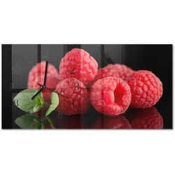 WANDUHR aus Glas 60x30 cm - Himbeeren