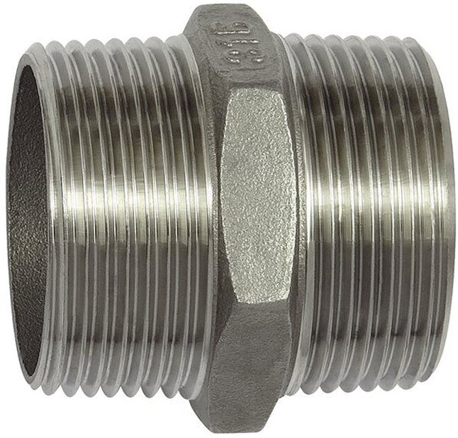 Riegler Nipple double filetage, octogonal, R 2 1/2, SW 78, acier inoxydable 1.4408 (277.29-ES)