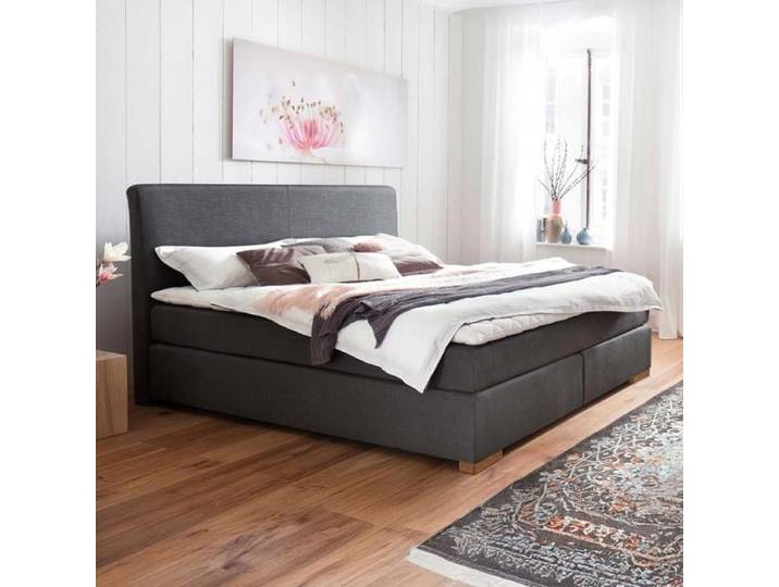 Boxspringbett Esperia Webstoff 180x200 cm Bonellfederkern-Box Härtegrad: H2/H3 Dunkelgrau modern