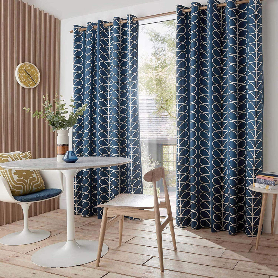 Orla Kiely Linear Stem Curtains Whale Blue Width 168 x Drop 183 cm