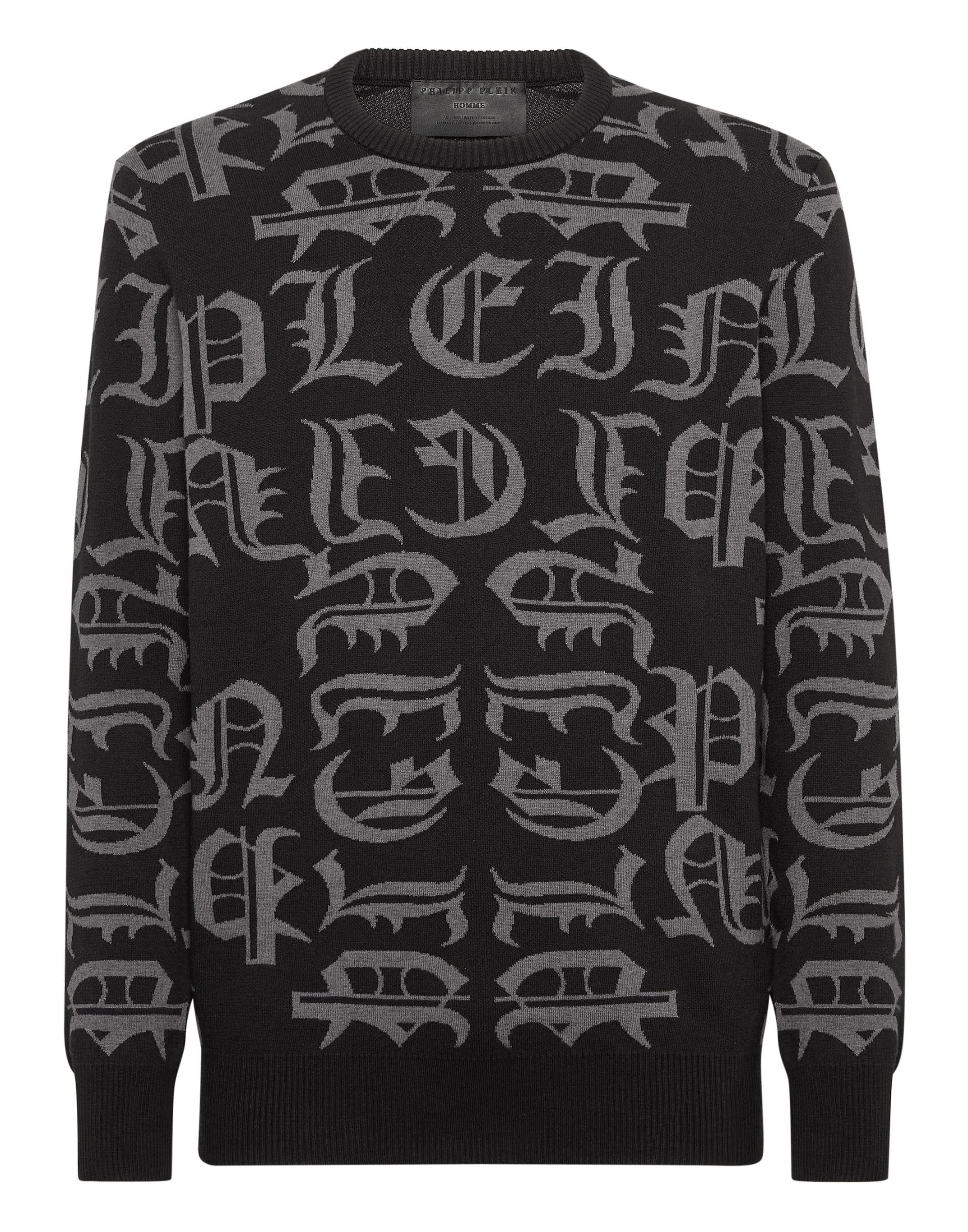 Philipp Plein Pullover mit rundem Ausschnitt, Gothic-Design - Schwarz
