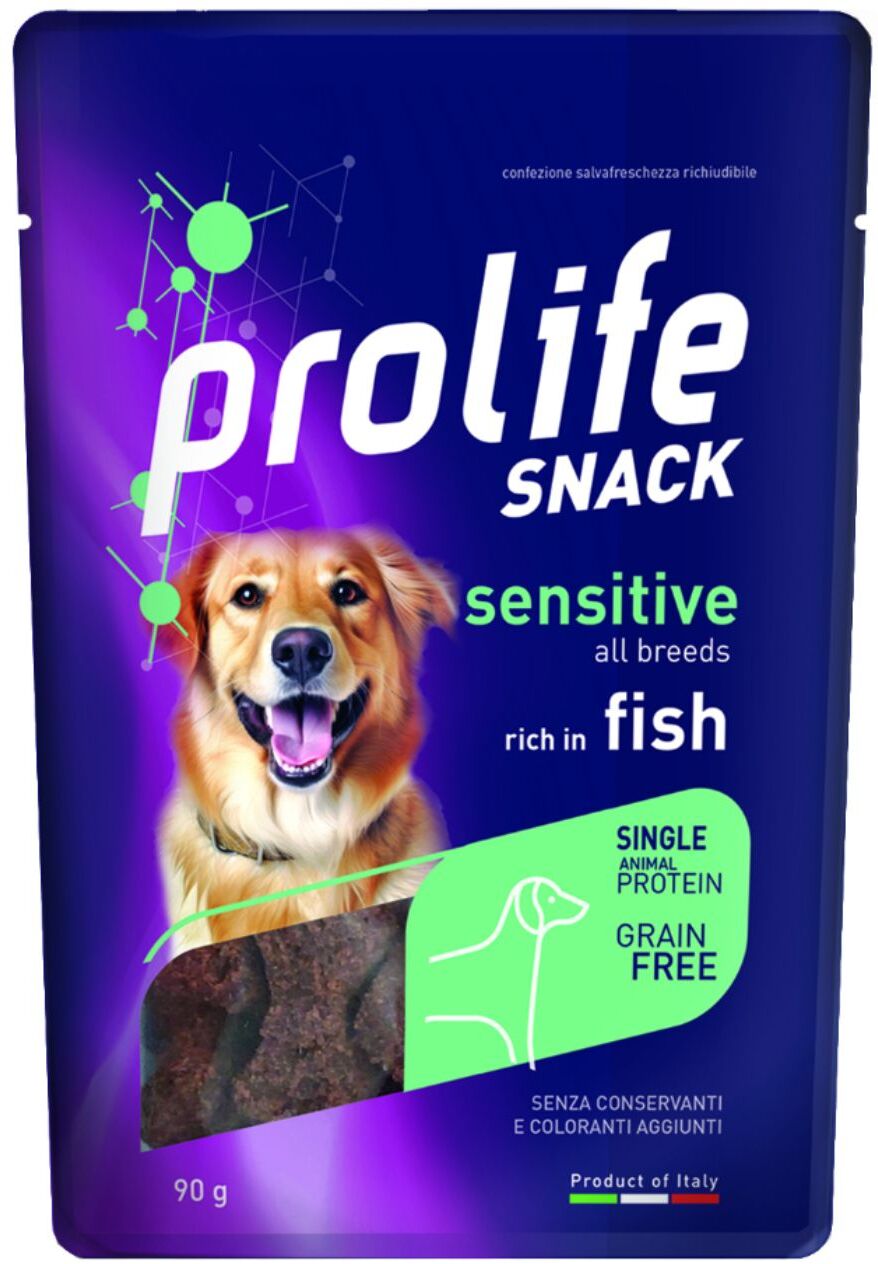 Prolife® SCADENZA 04/06/2026! Prolife Snack per Cani Sensitive Grain Free Pesce Monoproteico 90 g