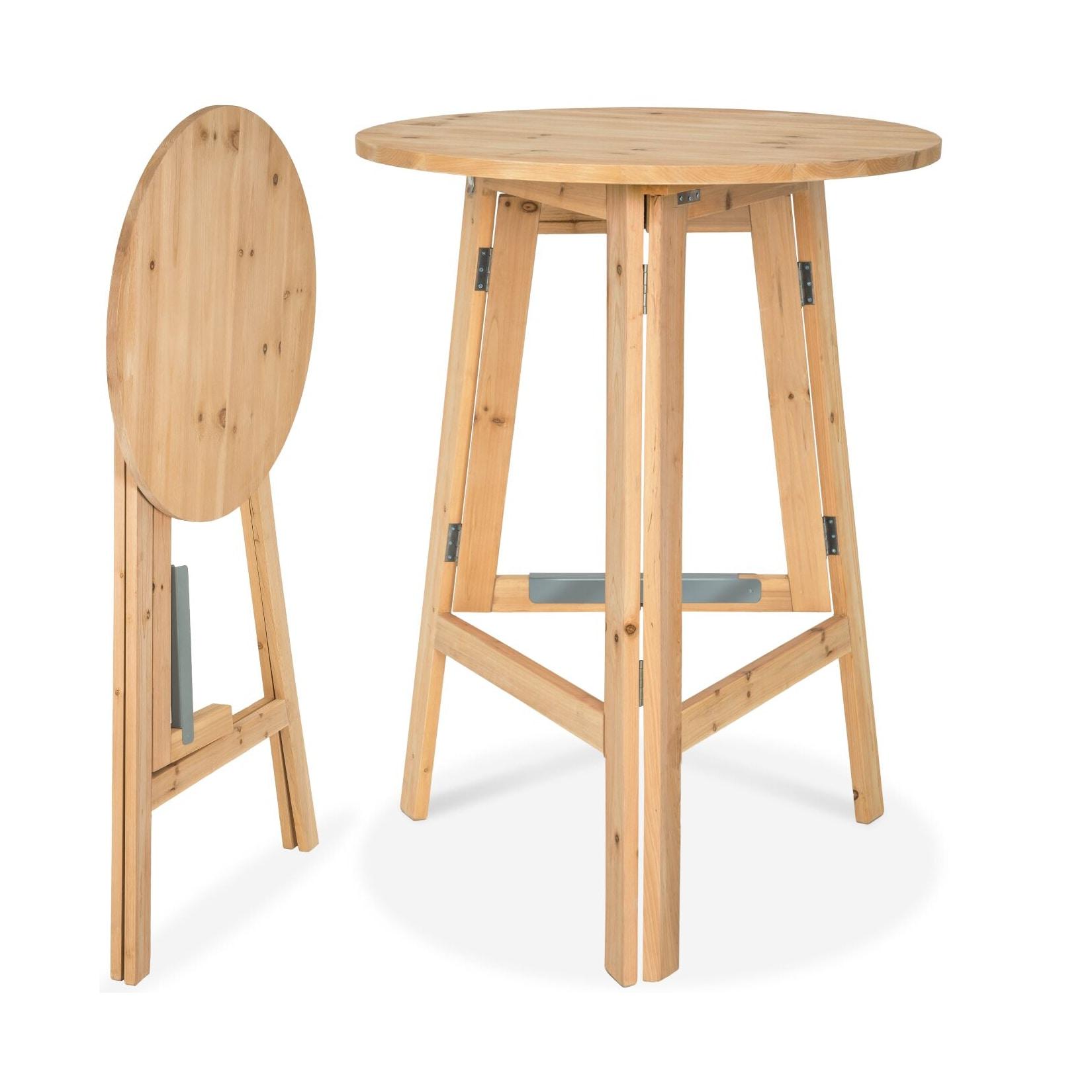 tectake® Stehtisch, aus Holz, rund, standfest, Stabilisierungsschiene aus Metall