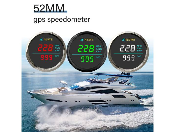 ELING – compteur de vitesse GPS étanche 52mm, avec boussole, rétro-éclairage vert/blanc/rouge, pour bateaux marins, Yacht 12V 24V, sans odomètre