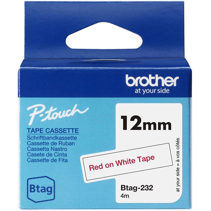 Brother Schriftband 12mmx4m rot/weiß BTAG-232