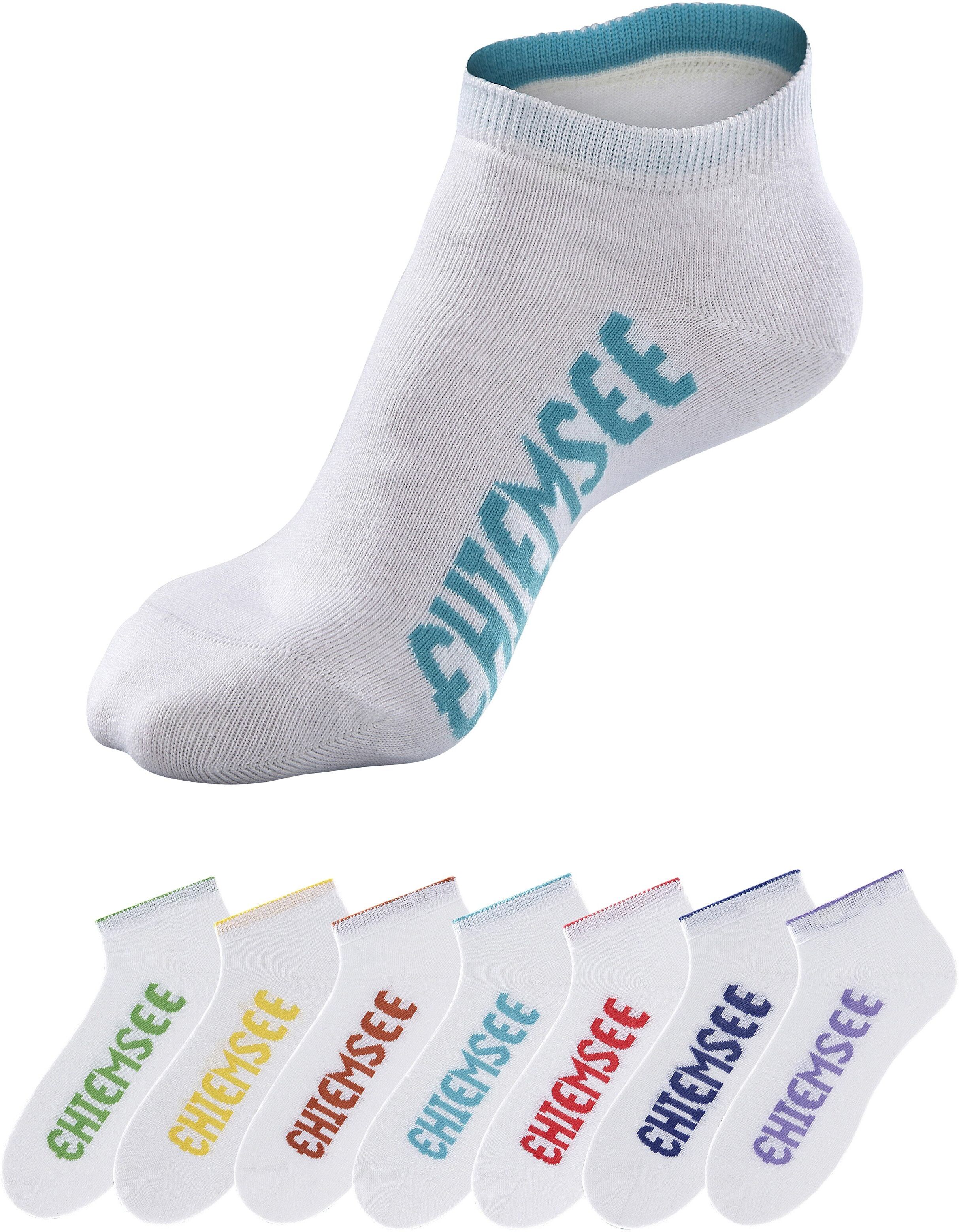 Sneakersocken CHIEMSEE "Damen Kinder Sportsocken für Sport & Alltag", Damen, Gr. 31-34, weiß, Baumwolle, Baumwollmischung, Elasthan, Polyamid, unifarben, elastisch, Socken Sneakersocken, mit farbigen Logos