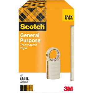 Scotch Klebeband 508, Clear Tape, 25mm x 66m, kristallklar, Kern-Ø 76mm, 6 Stück