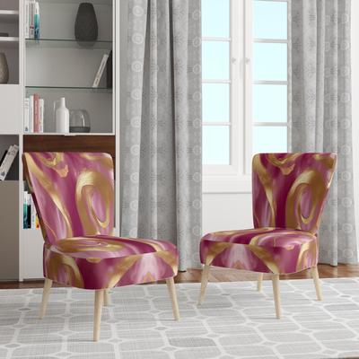DESIGN ART "Designart ""Mettalic Indigo And Gold II"" Upholstered Abstract Accent Chair - Glam Arm Chair For Living Room"