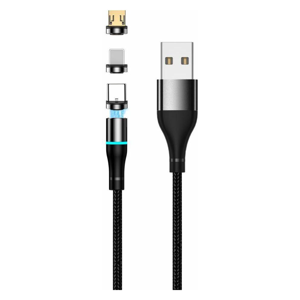 Setty USB-Magnetkabel 1m 2A Nylon schwarz (1 m, USB 3.2 Gen 1, 10 W) (GSM109713)