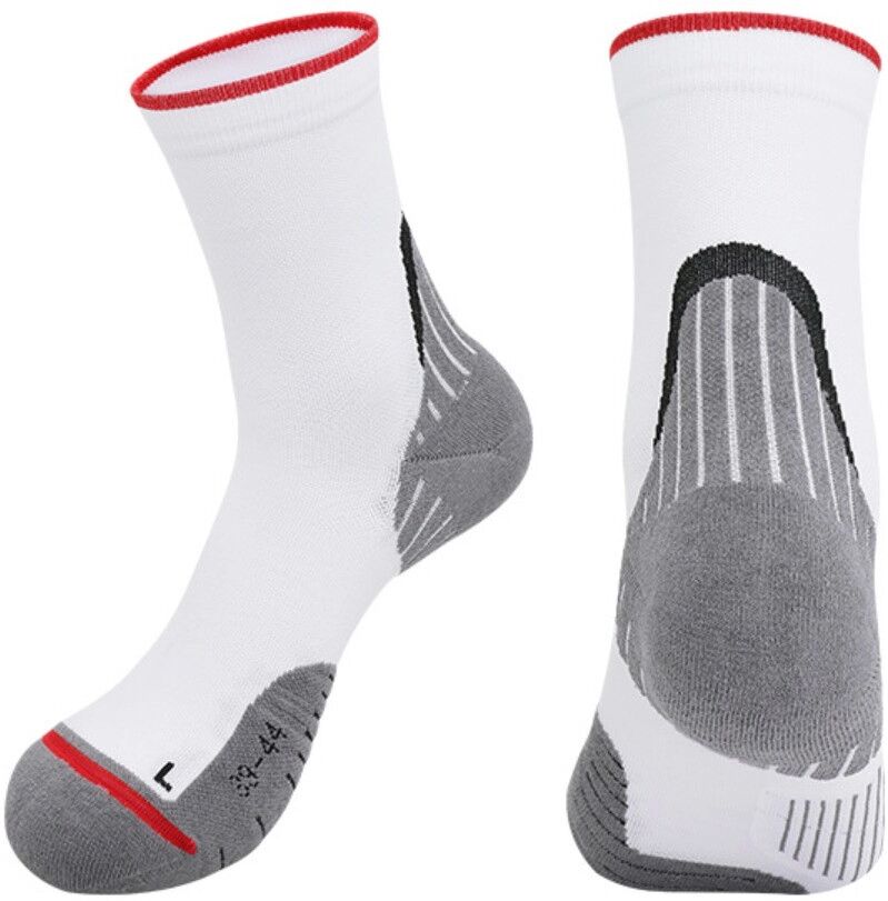 INF Wadenhohe Sportsocken – Schnelltrocknend, Atmungsaktiv, Rutschfest mit Dämpfung für Marathon und Outdoor-Radfahren Weiß