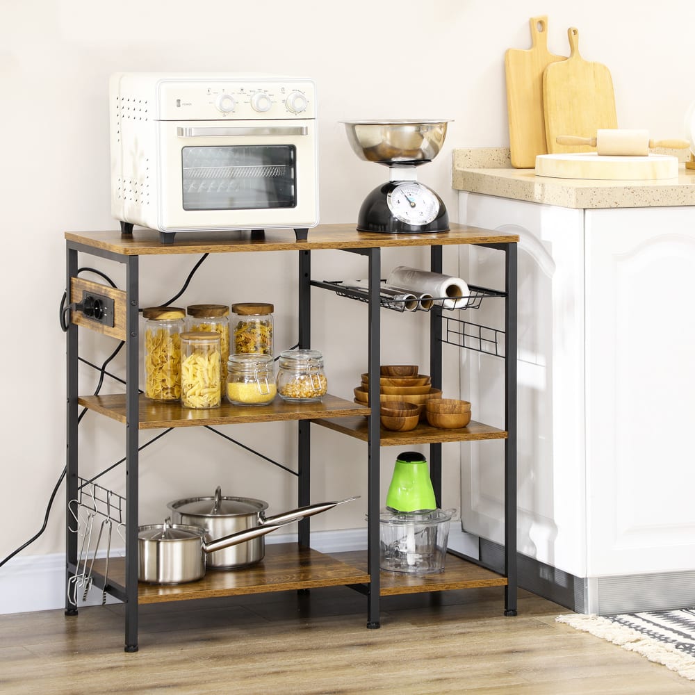 Homcom Estantería de cocina 90x40x83 cm marrón rústico