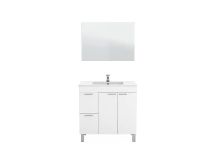 Meuble sous lavabo Dgabett - Dmora - Melaminè - Blanc brillant 80x80h45 cm