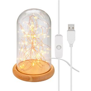 Goobay Dekoleuchte 60340 Glasglocke mit LED-Micro-Lichterkette, USB, Höhe 19,5 cm