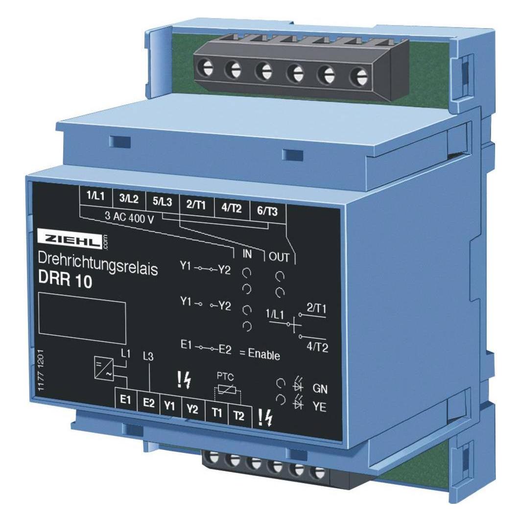 Ziehl Drehrichtungsrelais DRR10 keine extra Versorgung nötig Mess-Eingänge 3 AC 400 V Ausgänge 3 AC 400 V (P 222546)