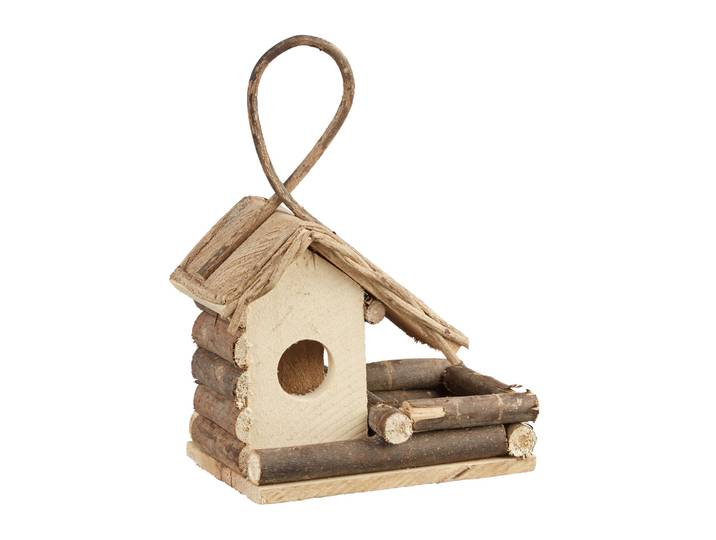 Dekoratives Vogelhaus zum Aufhängen Braun-Hellbraun