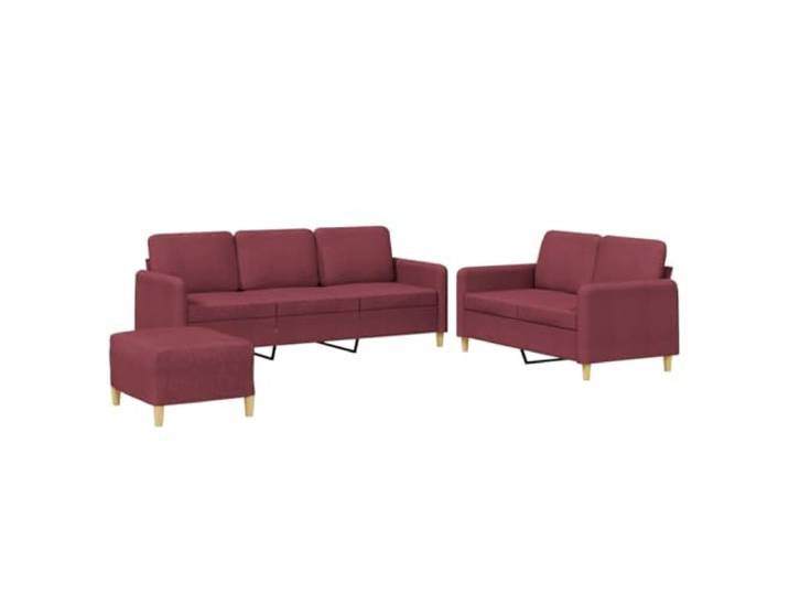 Todiikf 3-TLG. Sofagarnitur mit Hocker, 2 & 3 Sitzer Sofa, Weinrot Gemütliches Polstermöbel-Set aus Stoff für Ihr Wohnzimmer, inklusive Fußhocker für flexiblen Komfort beim Entspannen.