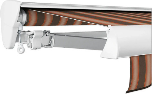 SOLUNA Halbkassettenmarkise Classic 6x3 Dessin S3013 Gestell E6EV1 silber eloxiert Antrieb links inkl. Kurbel