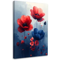 LEINWANDBILDER, Rot blaue botanische Blumen