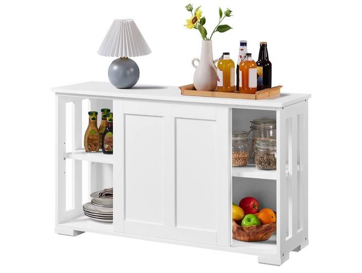 Yaheetech Kommode Küchenschrank Unterschrank, Sideboard mit Stauraum und Schiebetüren
