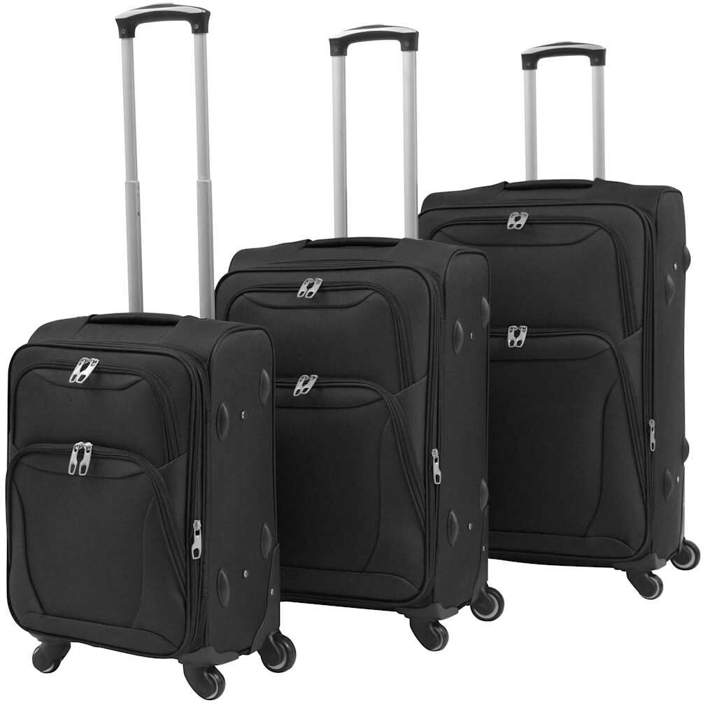 vidaXL Ensemble de valises souples 3 pcs Noir