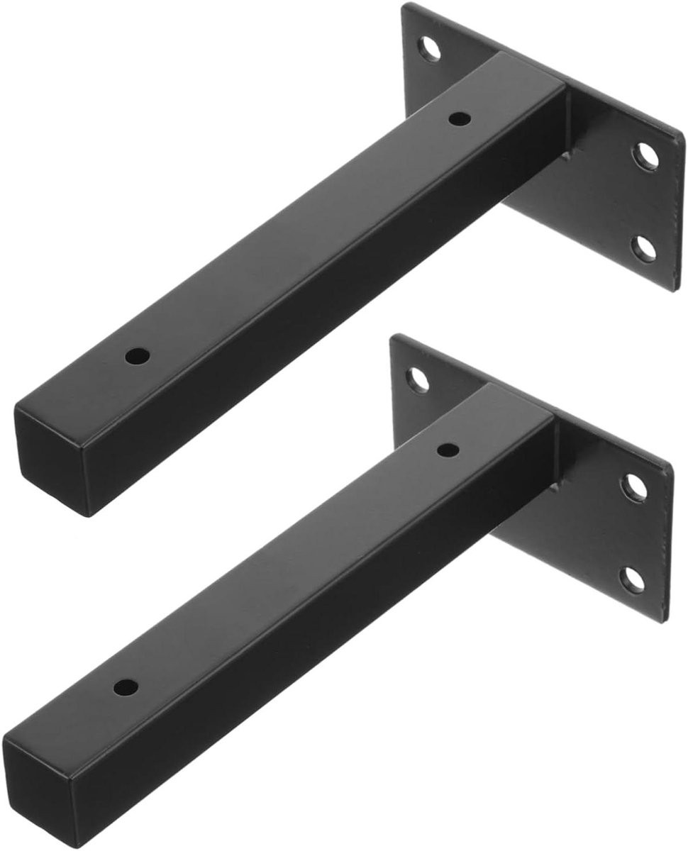 Zwarte plankbeugel van roestvrij staal voor het ophangen van planken, 15,2 cm