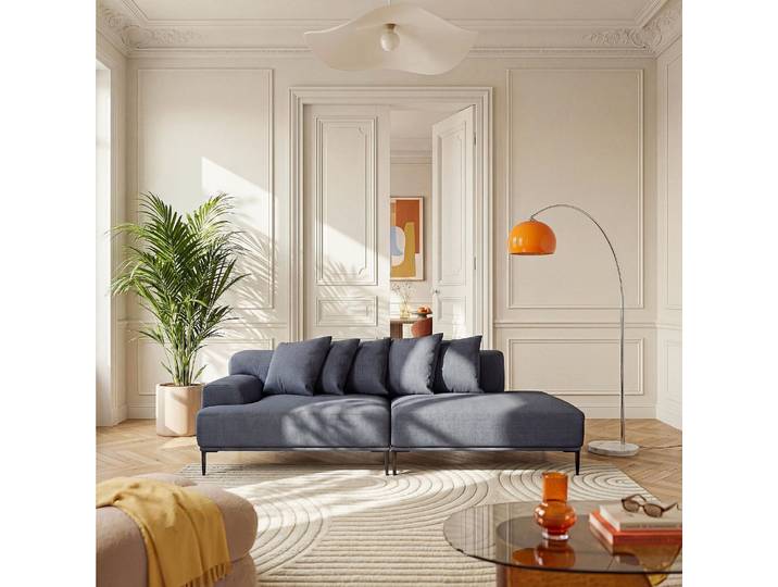 HABITAT - Méridienne droite en coton et lin garnie de plumes - Bleu - Ottone II
