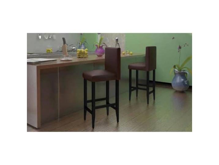 Barhocker Set 4 Stück Dunkelbraun Kunstleder mit Holzbeinen und Rückenlehne 4er Set, Kunstlederbezug, Holzbeine, weiche Polsterung, bis 110 kg belastbar, Gastro-tauglich