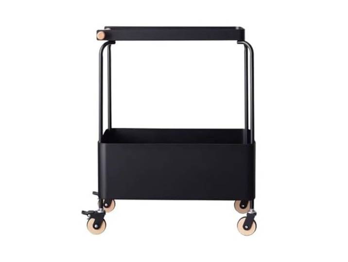 9bbhfJw4R Couchtisch im Landhausstil Kleiner Trolley mit Rollen for das Wohnzimmer(Schwarz)