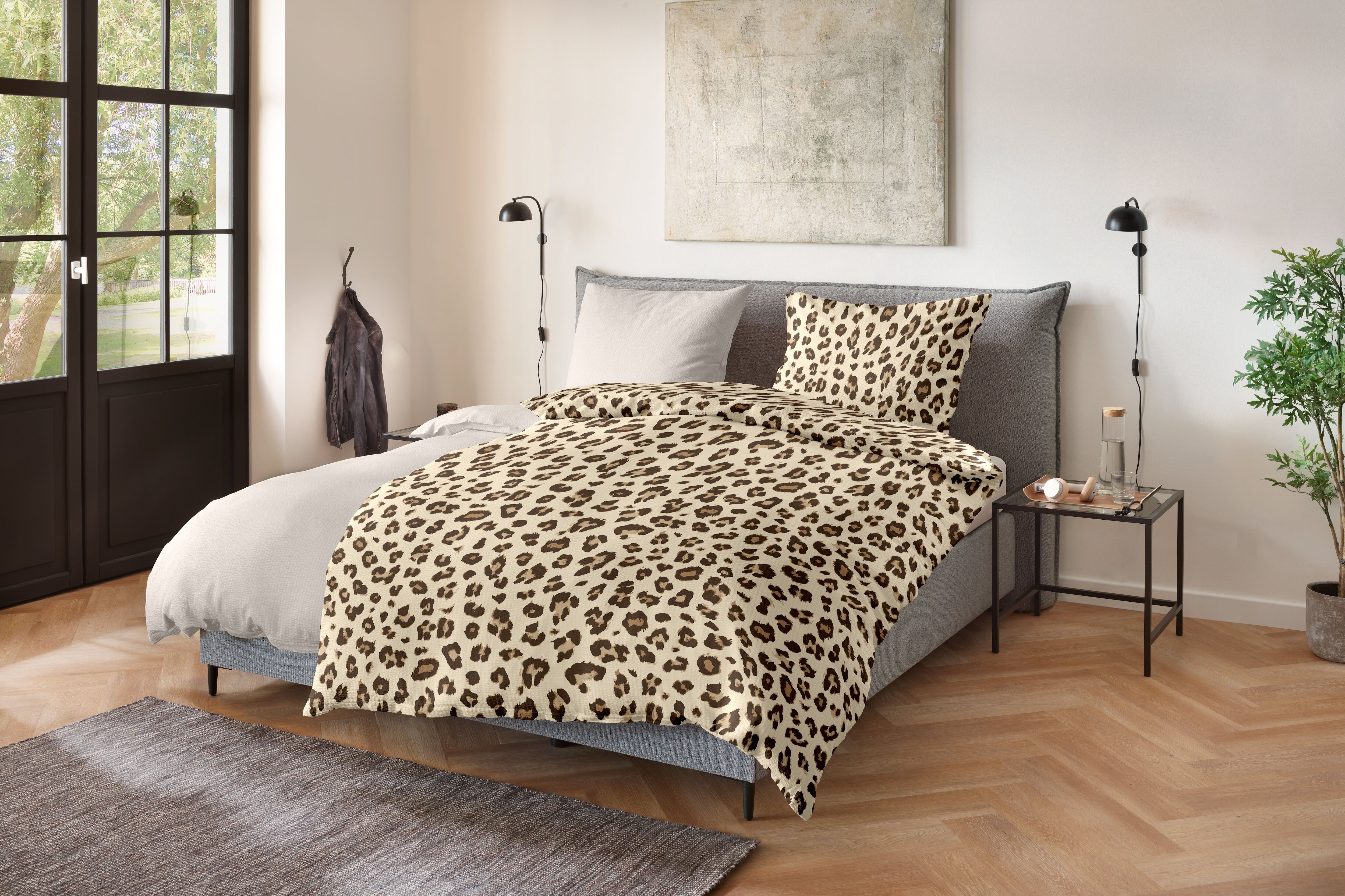 Bettwäsche PRIMERA "Soft-Seersucker-Bettwäsche Serval", braun, B/L: 155cm x 220cm, 1 Stk., 1 Stk., Soft-Seersucker, B/L: 80cm x 80cm, 2, Soft-Seersucker, Obermaterial: 100% Baumwolle, Bettwäsche, Bettwäsche braun B/L: 155cm x 220cm, 1 Stk., 1 Stk., Soft-S