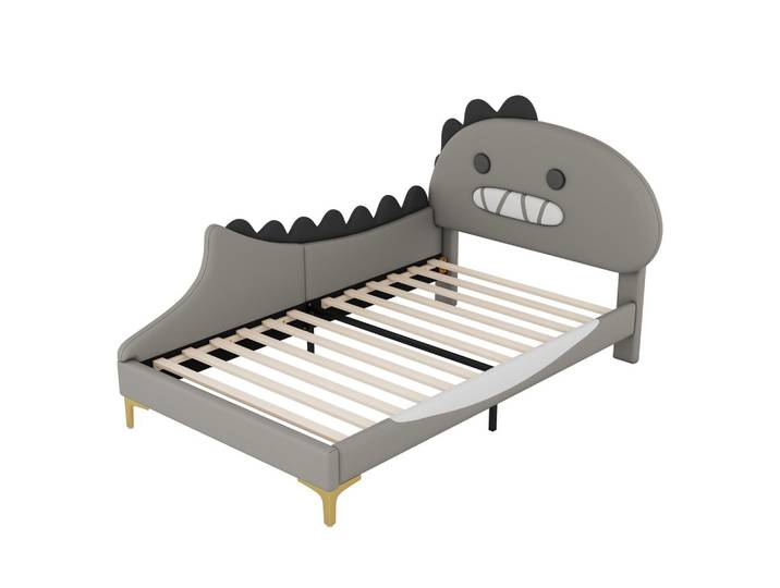 KINDERBETT pu dinosaurier design 90x200cm mit lattenrost