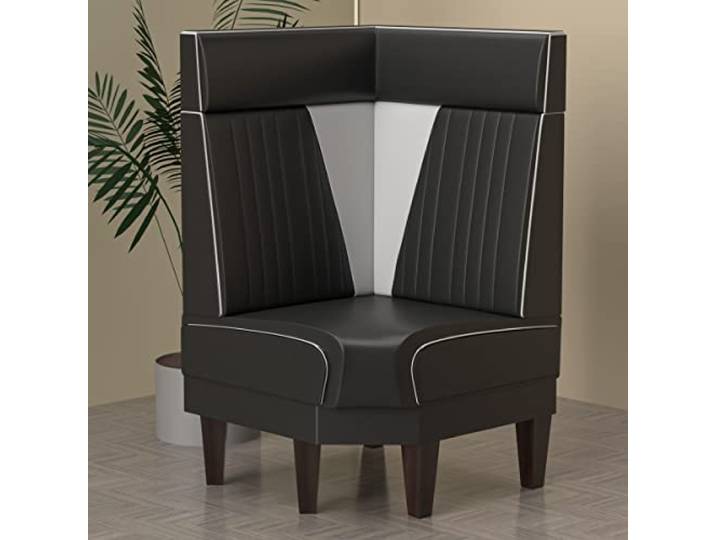 GGMMÖBEL Diner Vegas 1 Diner Eckbank B:H 64 x 123 cm V-Steppung Schwarz Leder American Diner Möbel, American Dinerbank