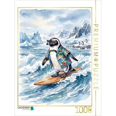 CALVENDO Puzzle Pinguin beim Surfen | 1000 Teile Lege-Größe 64x48cm Foto-Puzzle für glückliche Stunden