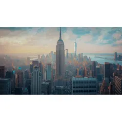 EUROART Wandbild 100 x 180 cm Skyline VI Aluminium Schwarz